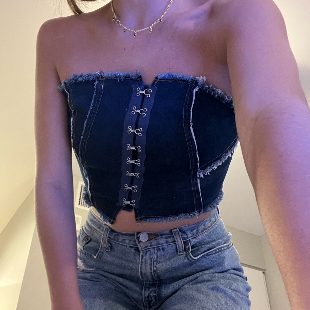 Urban outtfitters jean strapless top